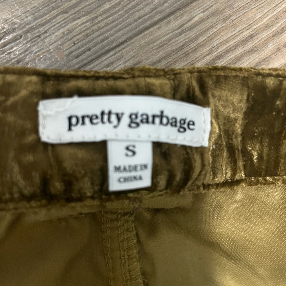 Pretty Garbage Green Velvet Pants women’s size Small - Picture 7 of 13